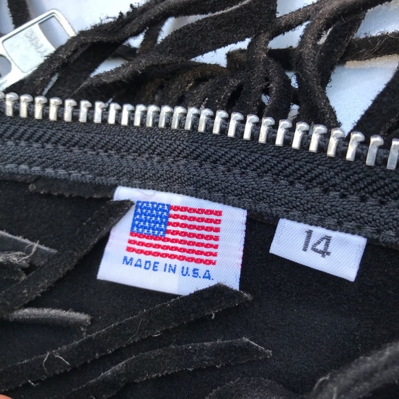 Black Suede Full Chaps with Fringe - Picture 4 of 4